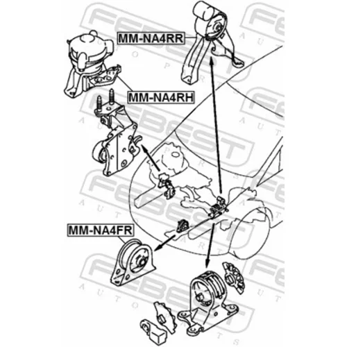 Uloženie motora MM-NA4RH /FEBEST/ - obr. 1
