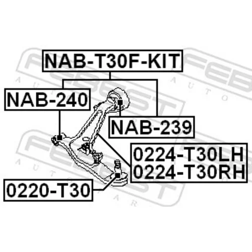Sada na opravu priečneho závesného ramena NAB-T30F-KIT /FEBEST/ - obr. 1