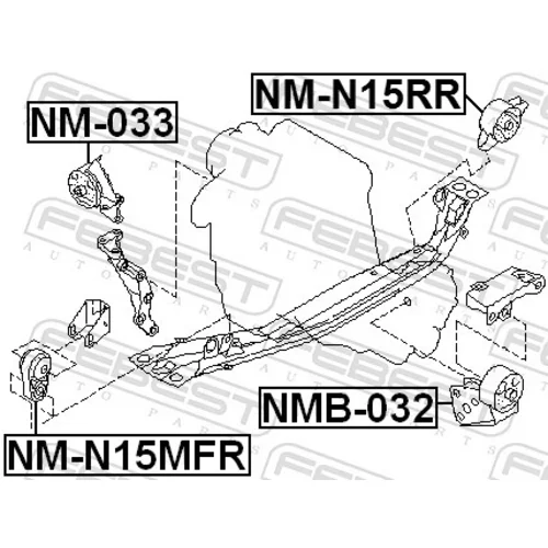 Uloženie motora NM-N15RR /FEBEST/ - obr. 1