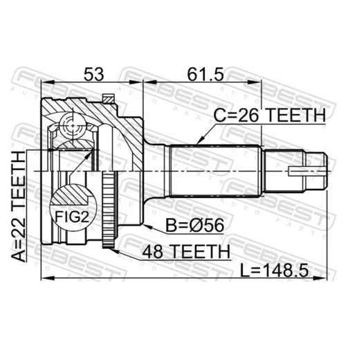 Sada kĺbov hnacieho hriadeľa 0110-036A48 /FEBEST/ - obr. 1
