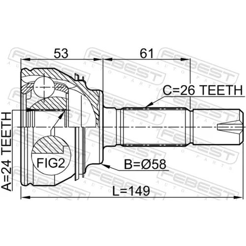 Sada kĺbov hnacieho hriadeľa 0110-055 /FEBEST/ - obr. 1