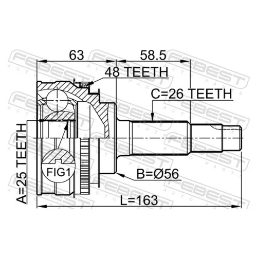 Sada kĺbov hnacieho hriadeľa 0110-065A48 /FEBEST/ - obr. 1