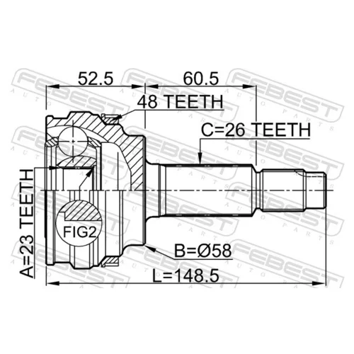 Sada kĺbov hnacieho hriadeľa 0110-077A48 /FEBEST/ - obr. 1