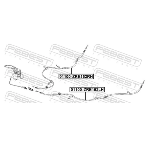 Ťažné lanko parkovacej brzdy 01100-ZRE152LH /FEBEST/ - obr. 1