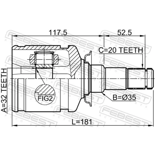 Sada kĺbov hnacieho hriadeľa 0111-CT220LH /FEBEST/ - obr. 1