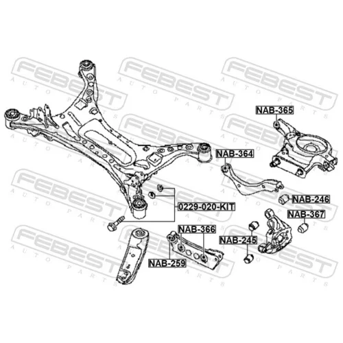 Skrutka pre nastavenie odklonu kolesa 0229-020-KIT /FEBEST/ - obr. 1