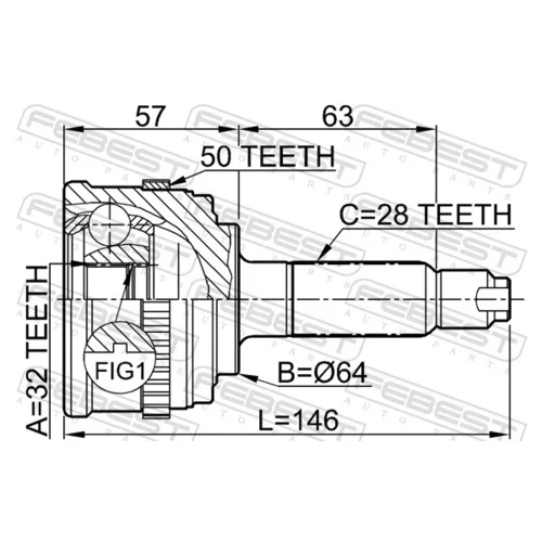 Sada kĺbov hnacieho hriadeľa 0310-033A50 /FEBEST/ - obr. 1