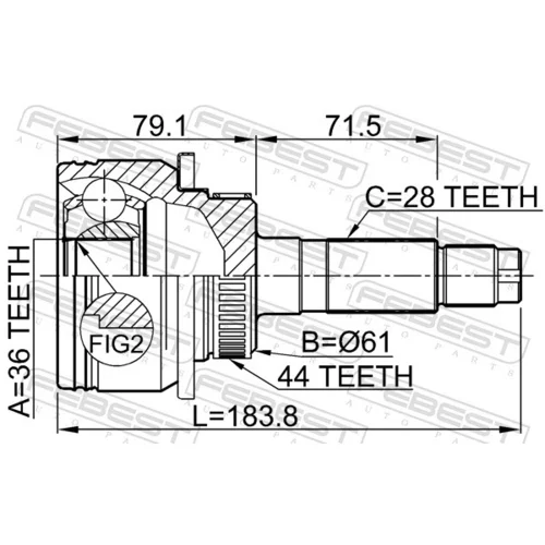 Sada kĺbov hnacieho hriadeľa 0510-BT50A44 /FEBEST/ - obr. 1