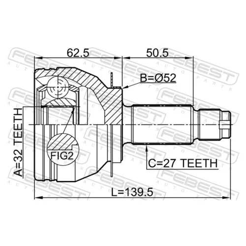 Sada kĺbov hnacieho hriadeľa 0810-B13MT /FEBEST/ - obr. 1