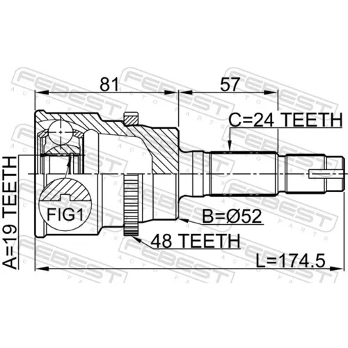 Sada kĺbov hnacieho hriadeľa 0910-012A48 /FEBEST/ - obr. 1