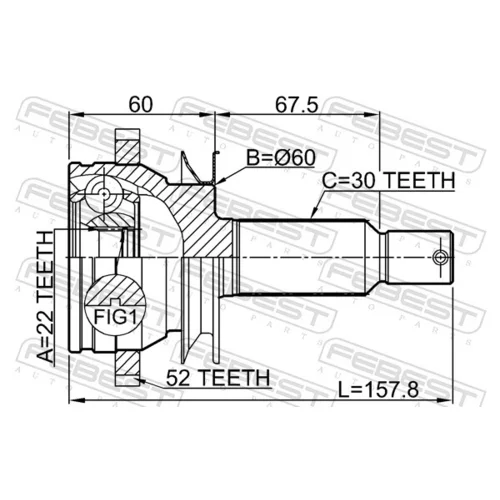 Sada kĺbov hnacieho hriadeľa 1210-CM10RA52 /FEBEST/ - obr. 1