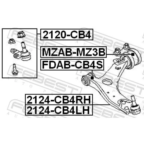 Zvislý/nosný čap 2120-CB4 /FEBEST/ - obr. 1