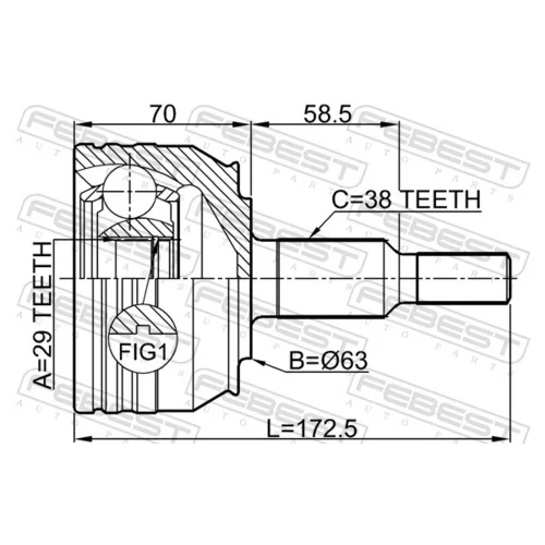 Sada kĺbov hnacieho hriadeľa 2310-T5WD /FEBEST/ - obr. 1
