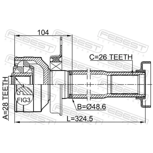 Sada kĺbov hnacieho hriadeľa 2311-T5DRH /FEBEST/ - obr. 1