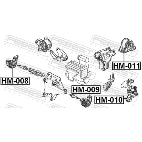 Uloženie motora HM-009 /FEBEST/ - obr. 1