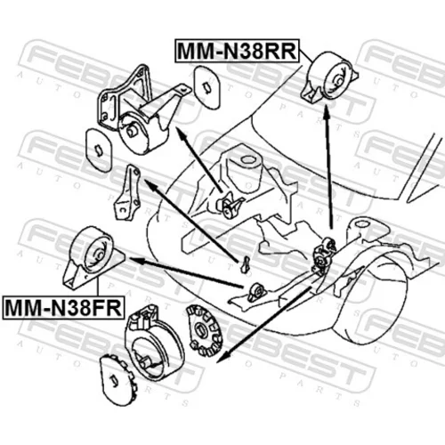 Uloženie motora MM-N38RR /FEBEST/ - obr. 1