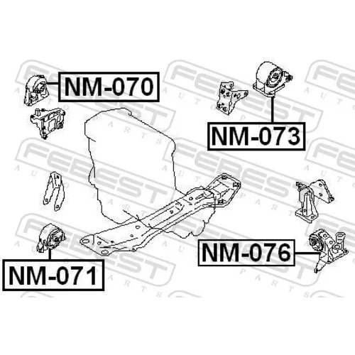 Uloženie motora NM-076 /FEBEST/ - obr. 1