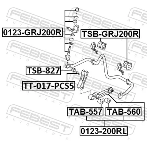 Uloženie priečneho stabilizátora TSB-827 /FEBEST/ - obr. 1