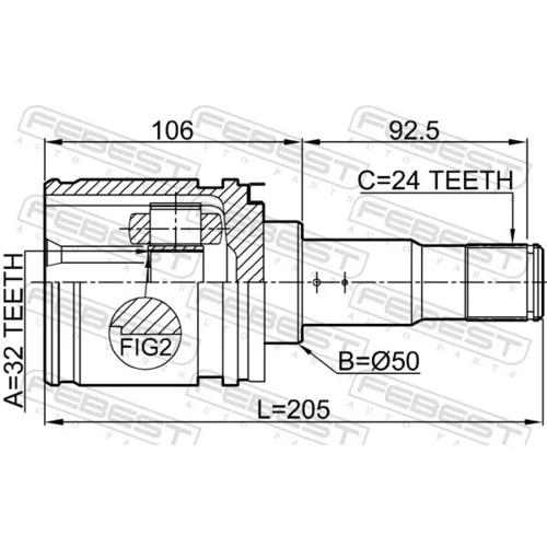 Sada kĺbov hnacieho hriadeľa 0111-CDT220LH99 /FEBEST/ - obr. 1
