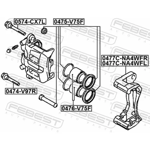 Piest brzdového strmeňa 0476-V75F /FEBEST/ - obr. 1