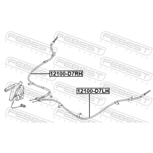 Ťažné lanko parkovacej brzdy 12100-D7LH /FEBEST/ - obr. 1