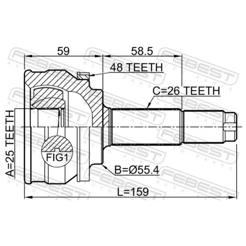 Sada kĺbov hnacieho hriadeľa 1510-003A48 /FEBEST/ - obr. 1