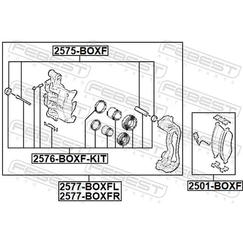 Brzdový strmeň 2577-BOXFR /FEBEST/ - obr. 1