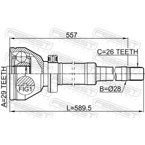Sada kĺbov hnacieho hriadeľa 2711-XC90WDRH /FEBEST/ - obr. 1