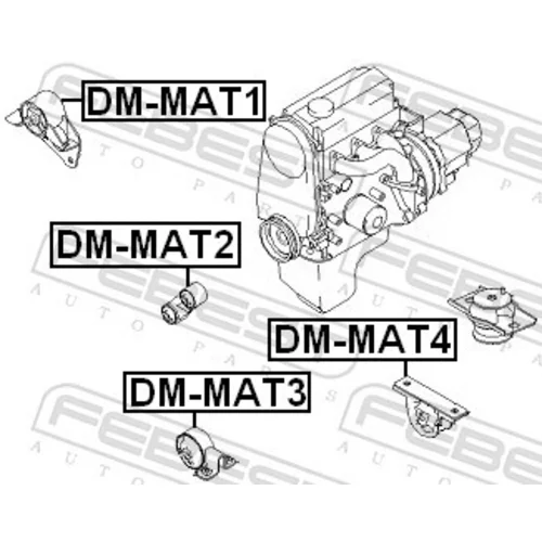 Uloženie motora DM-MAT2 /FEBEST/ - obr. 1