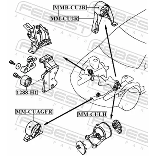 Uloženie motora MMB-CU2R /FEBEST/ - obr. 1