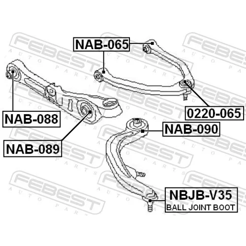 Súprava na opravu, zvislý/vodiaci kĺb NBJB-V35 /FEBEST/ - obr. 1