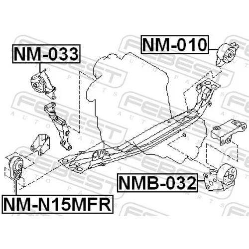 Uloženie motora NM-010 /FEBEST/ - obr. 1