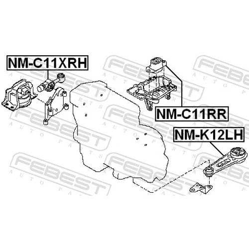 Uloženie motora NM-C11XRH /FEBEST/ - obr. 1