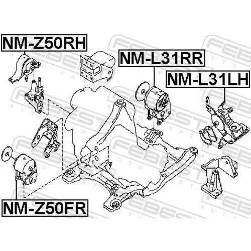 Uloženie motora NM-L31LH /FEBEST/ - obr. 1