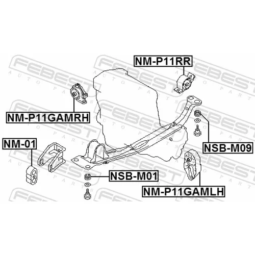 Uloženie motora NM-P11GAMLH /FEBEST/ - obr. 1