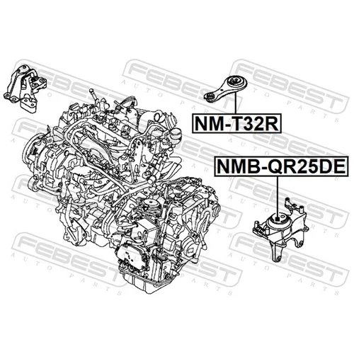 Uloženie motora NM-T32R /FEBEST/ - obr. 1
