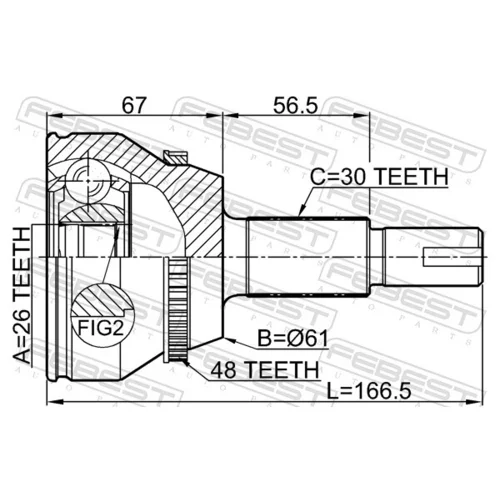 Sada kĺbov hnacieho hriadeľa 0110-GGL15A48 /FEBEST/ - obr. 1