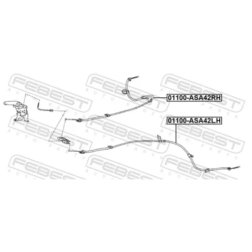Ťažné lanko parkovacej brzdy 01100-ASA42RH /FEBEST/ - obr. 1