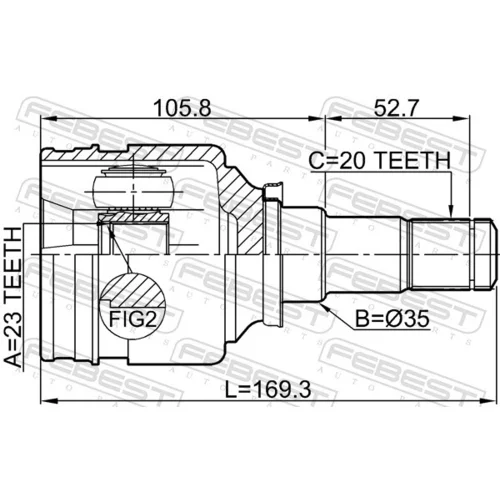 Sada kĺbov hnacieho hriadeľa 0111-NHW20RH /FEBEST/ - obr. 1