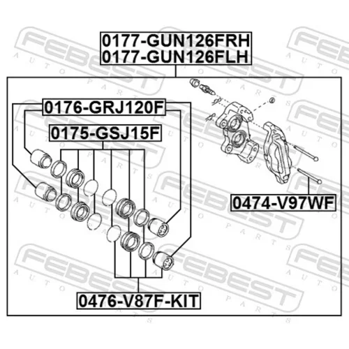 Brzdový strmeň 0177-GUN126FRH /FEBEST/ - obr. 1