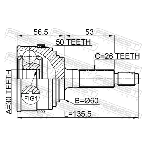 Sada kĺbov hnacieho hriadeľa 0310-055A50 /FEBEST/ - obr. 1