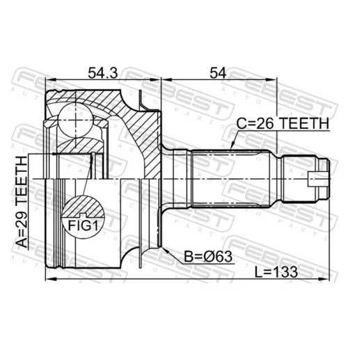 Sada kĺbov hnacieho hriadeľa 0310-CIVIC5D /FEBEST/ - obr. 1