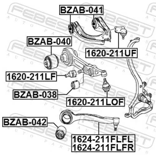 Zvislý/nosný čap 1620-211UF /FEBEST/ - obr. 1