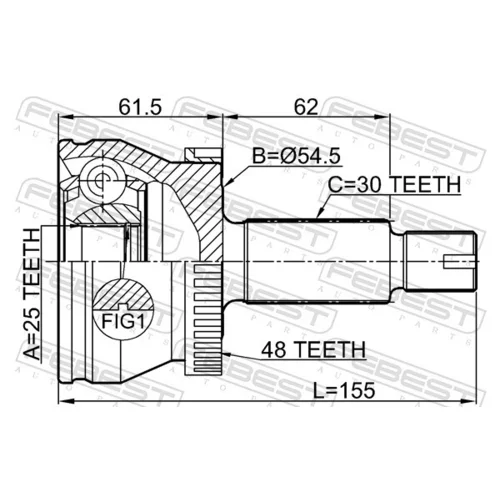 Sada kĺbov hnacieho hriadeľa 2210-D4224A48 /FEBEST/ - obr. 1