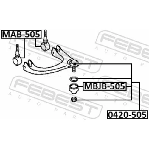Súprava na opravu, zvislý/vodiaci kĺb MBJB-505 /FEBEST/ - obr. 1