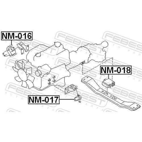 Uloženie motora NM-017 /FEBEST/ - obr. 1