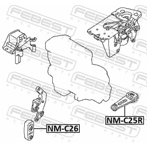 Uloženie motora NM-C25R /FEBEST/ - obr. 1