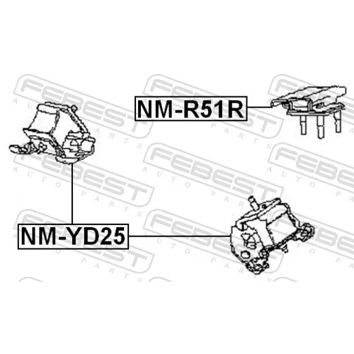 Uloženie motora NM-YD25 /FEBEST/ - obr. 1