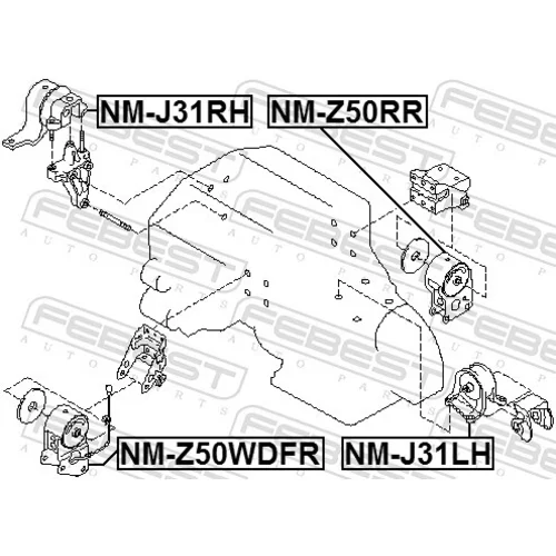 Uloženie motora NM-Z50RR /FEBEST/ - obr. 1