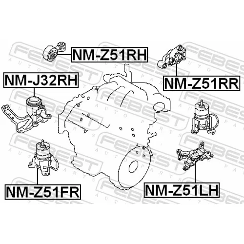 Uloženie motora NM-Z51FR /FEBEST/ - obr. 1